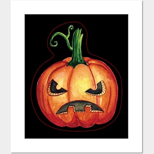 Halloween Pumpkin watercolor Posters and Art